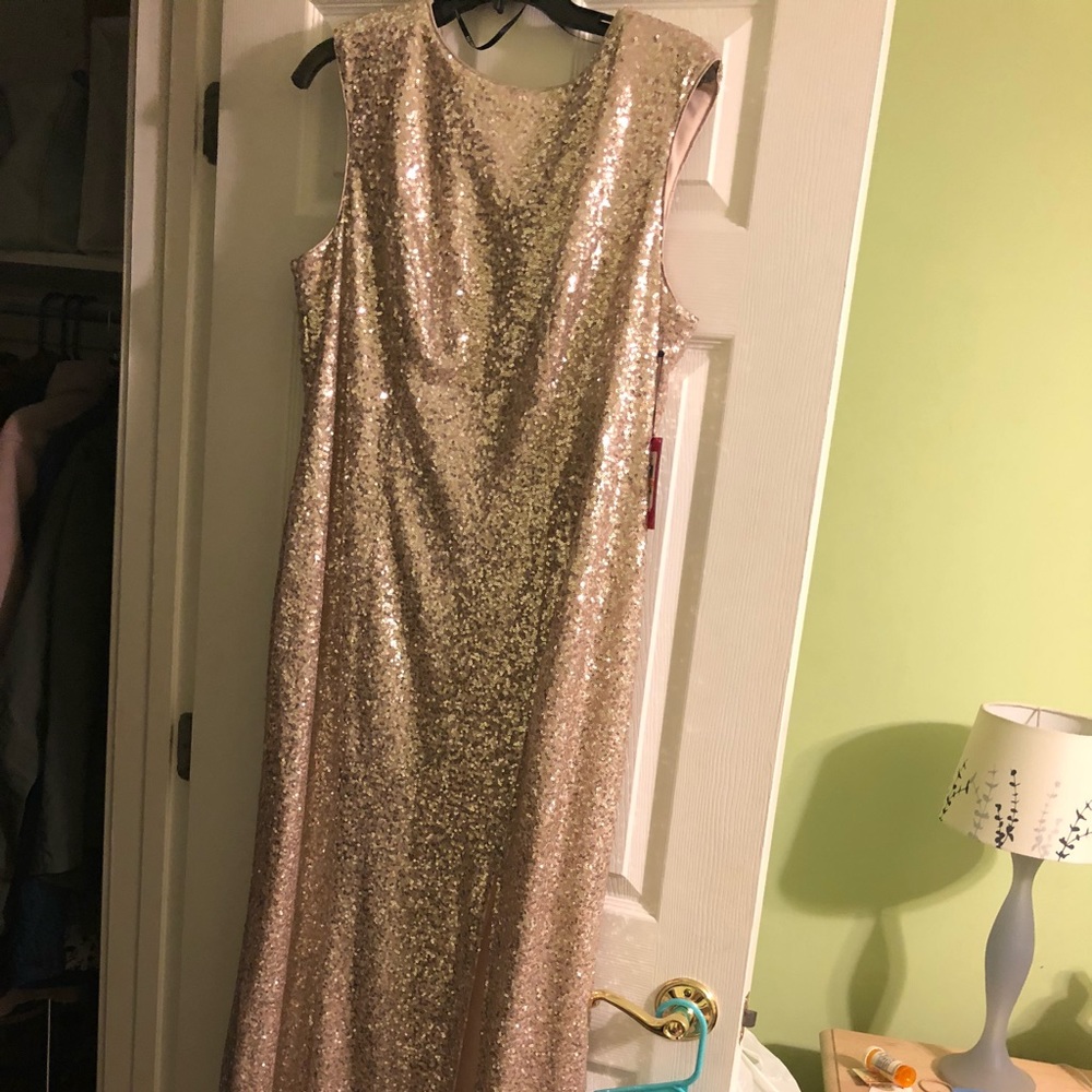 Champagne sequin dress floor length